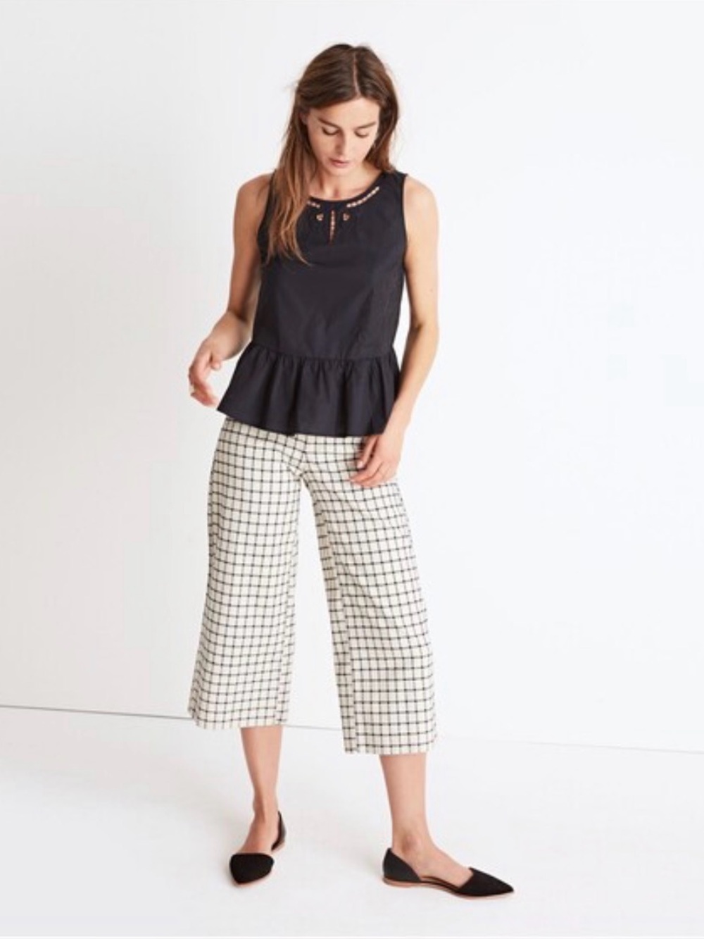 Embroidered Peplum Tank Top